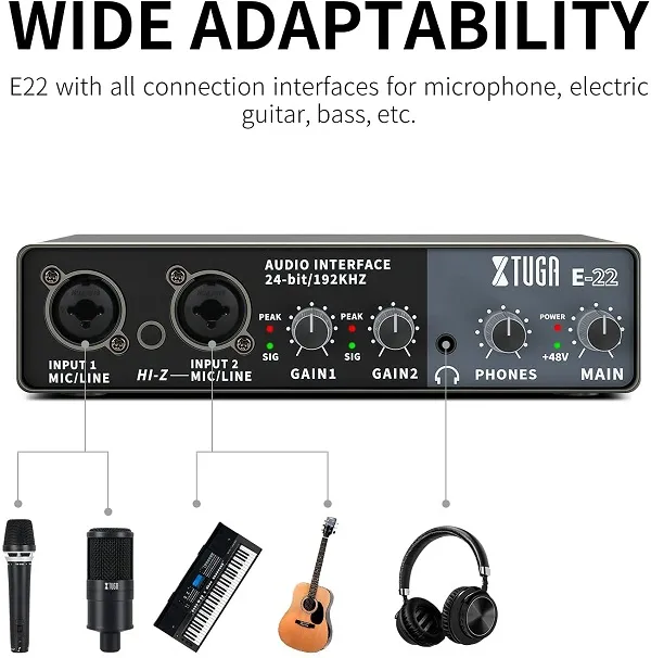 X%20TUGA%20E22%20HIGH-FIDELITY%20Audio%20Interface%20Professional%20Sound%20Card%2024-bit/192KHZ%20-%20Image%203