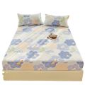 Cross-Border Brushed Printing Fitted Sheet Three-Piece Simmons Mattress Cover Dust Cover Bed Sheet Fixed Non-Slip Cover. 
