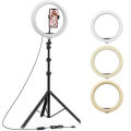 10inch Ring Light Tripod Stand Studio Set for YouTube/Facebook Live Video/Tiktok Video - 7 Feet Long 200 Cm. 