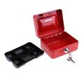 Creative Portable Metal Storage Container Safe Lock Box Money Coffer Red. 
