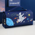 Astronaut-themed Pencil Case Outer Space Pencil Case Three-layer Capacity Pouch Waterproof Stationery Pouch Space-themed Pencil Bag.