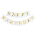 Happy Birthday Paper Card Banner, Letters Banner for Party Supplies, Birthday Decorations - White. 