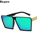 Boyarn  Trend Large Frame Sunglasses Retro Square Sunglasses Men's And Women's Color Film Mercury Sunglasses. 