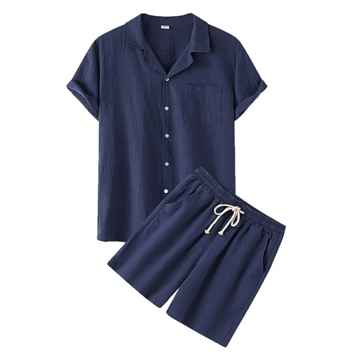 Men%20Casual%20Shorts%20Sets%20Linen%20Shirt%20Shorts%20Solid%20Set%20Men's%20Brand%20Clothing%202%20Pieces%20Sets%20-Katua%20-%20Image%202