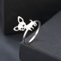 【Innovative design】Chihuahua puppy ring men and women stainless steel hollow dog puppy animal pet ring fashion jewelry gift. 