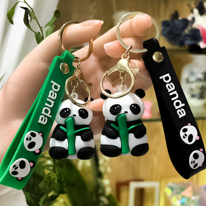 Cute Cartoon Panda Keychain Silicone Animal Doll Pendant Keyring Bag Charms Cherry Super Store