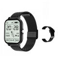 GT20 Smart Watch Bluetooth Calling Touch Display Metal Strip Extra Belt - Black. 