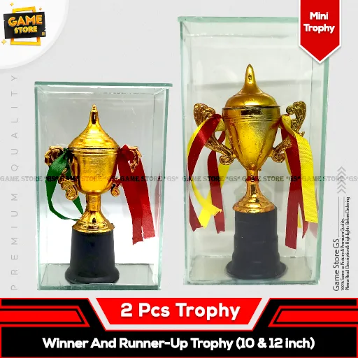 Trophy for all type of Sports Glass and Plastic Material Winner And  Runner-Up Trophy 2 pcs Gold Color Size 10 & 12 Inch approx | Daraz.com.bd