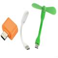 3 In 1 Combo Of Otg Adaptor, USB Fan & USB LED Light - Multicolor.