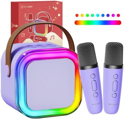 K12%20Karaoke%20Machine%20Portable%205.3%20Bluetooth%20Speaker%20System%20with%202%20Wireless%20Microphones%20for%20Home%20Family%20Singing%20Children's%20Gifts%20-%20Image%202
