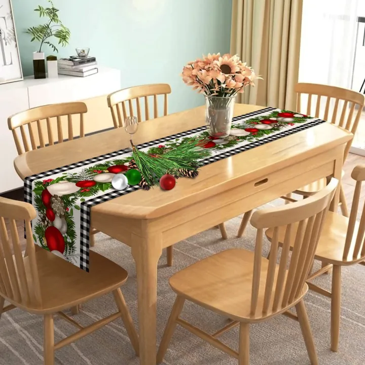 Black%20and%20White%20Gingham%20Christmas%20Check%20Plaid%20Table%20Runner%20Table%20Runner%20Holiday%20Home%20Kitchen%20Decor%20-%20Image%202