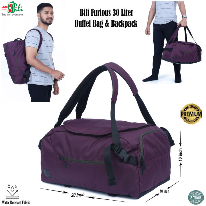 Bili Online Furious 30 Liter Travel Duffel Bag & Backpack, Waterproof Premium Duffle Bag, Biker Travel Bag, Weekender Duffel Bag With Shoe Compartment,Gym Bag, Travelling Bag,Sports Gym Bag
