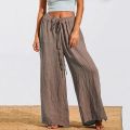 Lavish indulgent - Womens Cotton Linen Trousers Ladies Elasticated Loose Wide Leg Pants Palazzo - Sensible - Must Have - Durablity Assurance.