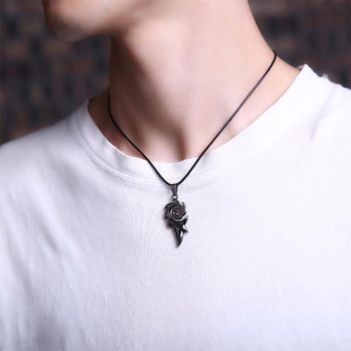 Black Dragon Pendant Necklace For Men Trendy Simple Chain For Men