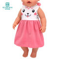 Doll Clothes for 43 cm new born doll and American doll accessories fashionable gauze dress, bow dress. 