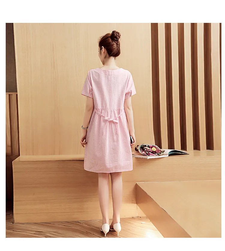 Maternity Dress Cotton Linen Summer Fashion Korean Maternity Clothes Summer  Short-Sleeved Top Summer Maternity Dress Mid-Length | Daraz.com.bd