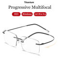 2021 Progressive Multifocal Memory Titanium Rimless Reading Glasses Men Smart zoom Women Ultra-light Anti-blue light Eyeglasses. 
