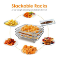 Stainless Steel Air Fryer Rack With Clip, Square Stackable Baking Basket Multi-Layer Dehydrator Rack Air Fryer Replacement Parts Accessories. 