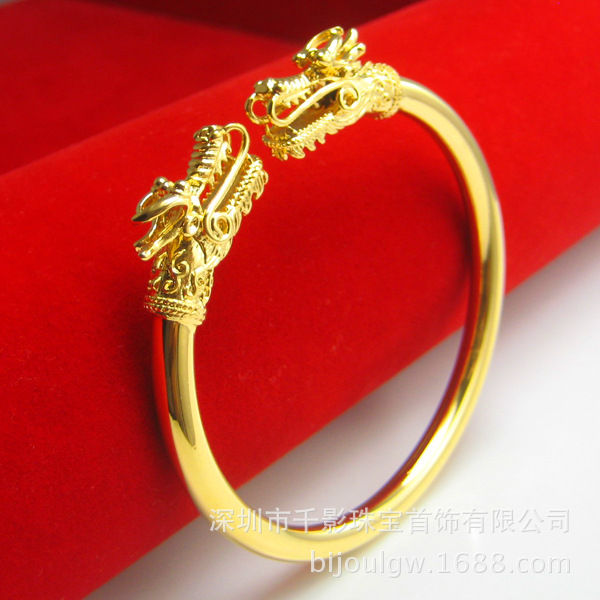 Thousand Shadow Gold Small Supply Imitation 24K Yellow Gold Bracelet Bracelet Gold Plated Pure Gold 999 Women's Wedding Dragon Head Men
