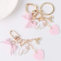 Cute Girls' Keychains Car Keys Key Chains Bag Decor Pink Rosette Rainbow Pendant MJD. 