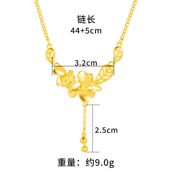 Ancient%20method%20sand%20gold%20twin%20flower%20clover%20flower%20leaf%20necklace%20does%20not%20fade%20for%20a%20long%20time,%20niche%20temperament%20design%20jewelry%20women's%20wholesale%20-%20Image%204