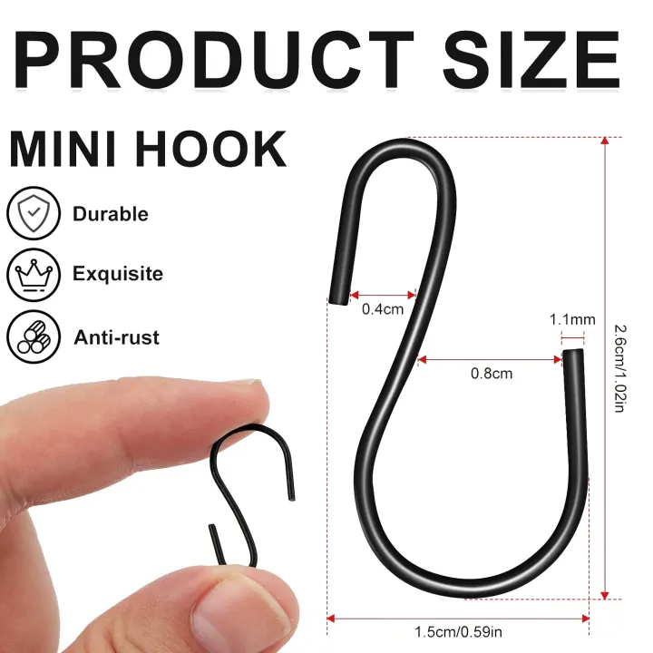 120Pcs%20S-Shaped%20Hook%20Small%20S-Shaped%20Hook%20Metal%20for%20MINI%20Decorative%20Hook%20for%20Crafts%20(Black)%20-%20Image%203