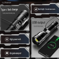LED Camping Flashlight 1200mAh 10W 800 Lumen USB Rechargeable Tactical Torch with Digital Display ABS.