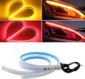 Red Daytime Running Light for Motorcycle. Flexible Strip Waterproof Flashing Yellow  2PCS. 