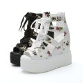 Summer 2024 New Roman Sandals High Heel Color-Blocked Cross Tie Up Women's Shoes 12cm Heel Wedge Fishbill Shoes. 