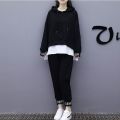 Junior High School Student Loose plus Size Women's Clothing Sportswear2022Spring and Autumn FatmmHip-Hop Pullover Girl Set. 
