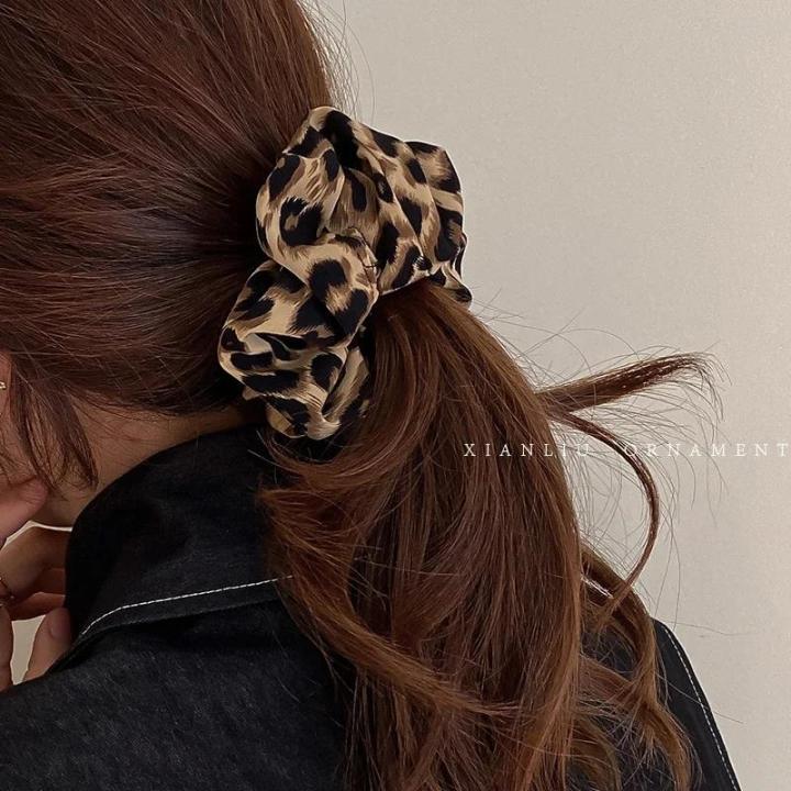 Korean Leopard Elastic Hair Bands Simple Vintage Hair Rope Ties Scrunchie Large Headwear Girls Women Hair Accessories