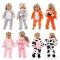 New Animal Pajamas For 18 Inch American Girl Doll 45cm Our Generation Doll, Girl Doll Clothes And Accessories.