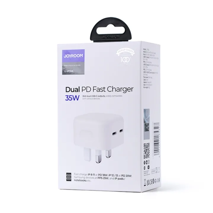 JOYROOM%20L-2P356%2035W%20Dual%20Type-C%20PD%20Fast%20Charger,%20UK%20Plug%20(White)%20-%20Image%206