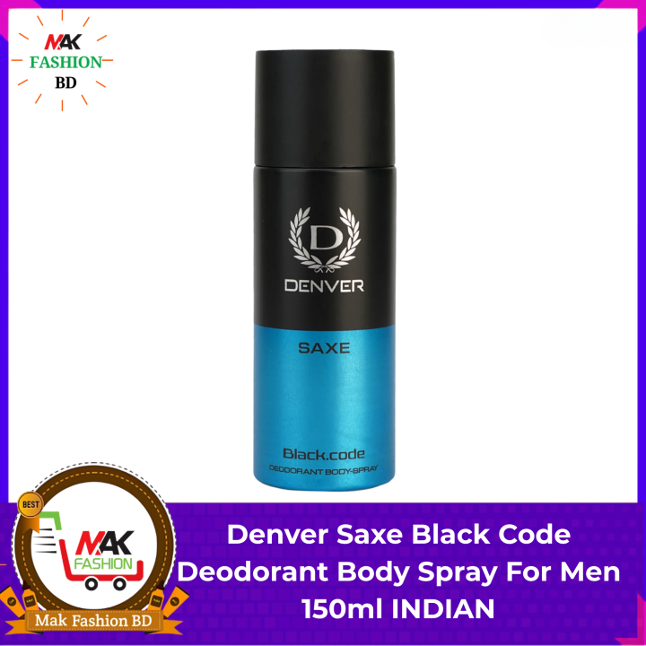 Denver Black Code Deodorant Body Spray For Men 150ml INDIAN