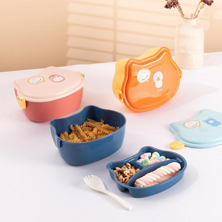 Cartoon Cat Head Shape Double-layer Lunch Box For Kids Microwaved To Heat Portable Lunch Box Student Office Worker Light Lunch Box