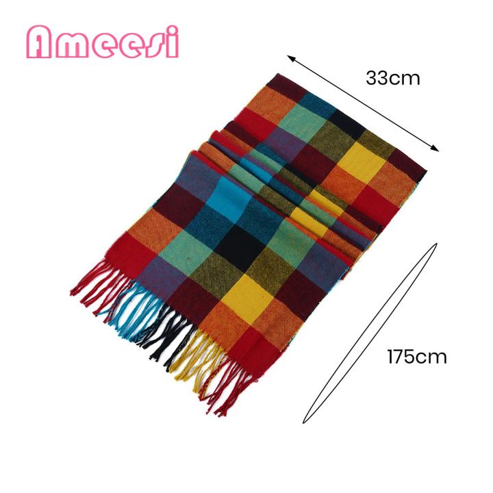 Women%20Plaid%20Scarf%20Cozy%20Plaid%20Tassel%20Scarf%20Warm%20Cashmere%20Shawl%20for%20Couples%20Winter%20Wrap%20Couple%20Warm%20Shawl%20-%20Image%202
