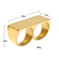 Personality Hip Hop Two Finger Rings Stainless Steel Gold Color Men Punk Biker Rings Women Party Cool Ring Size 10 11 Available.