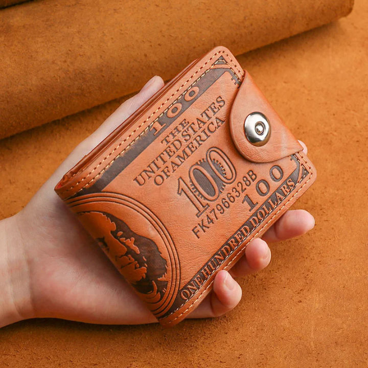 Men Mini Wallet Man Dollar Purse Card Bag Leather Bag Student Zero Wallet Personality Men's Short Wallet Card Holder