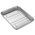HAOEN 10 Inch Toaster Oven Tray and Rack Set, Small Stainless Steel Baking Pan with Cooling Rack,Dishwasher Safe Baking Sheet. 