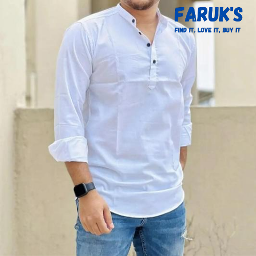 Upscale Need - Trendy Men's White Colour Formal Katua - Panjabi - Panjabi For Men - Sensible - Must Have - Designed - Urban Vibes