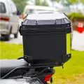 LI Motorcycle Top Box, Lockable Helmet Luggage Storage Rear Tour Box With Reflective Design, Waterproof Storage Carrier Case, Universal Accessories. 