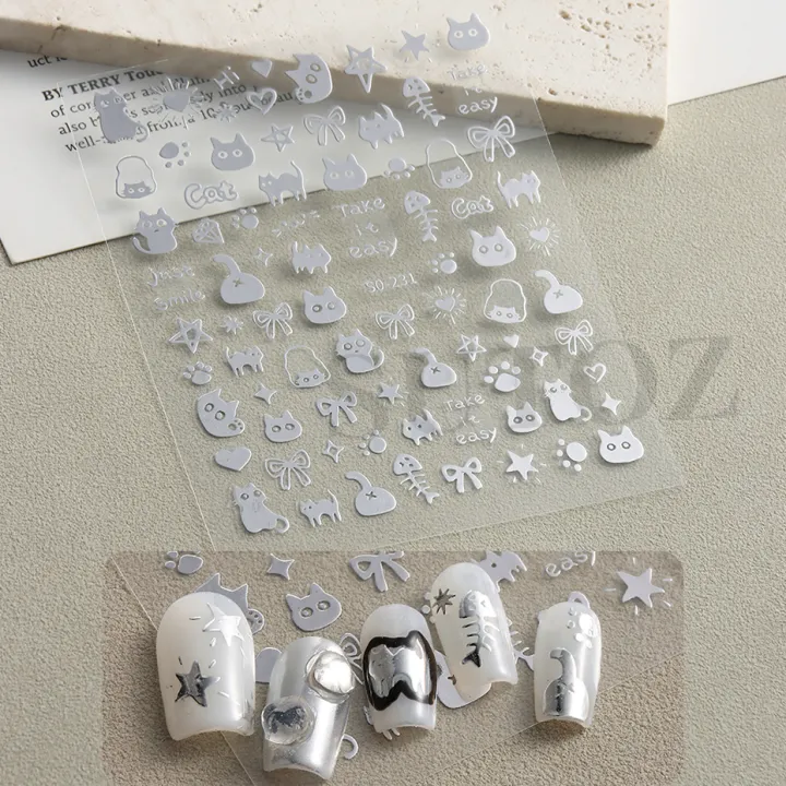 Cartoon%20Black%20Cats%20Nails%20Sticker%20Graffiti%20Painting%20Cute%20Kitten%20Black%20White%20Gold%20Silver%20Color%20Design%20Decals%20Nail%20Art%20Decor%20SO231%20-%20Image%205