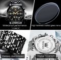 Ole-vs 2858 Stainless Steel Chronograph Wrist Watch For Men - White & Silver & Golden - Watch For Men.