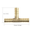 1/4 inch Brass Hose Barb T Shape 3 Way Fitting Connector Nipple for Gas Fuel Water Air. 