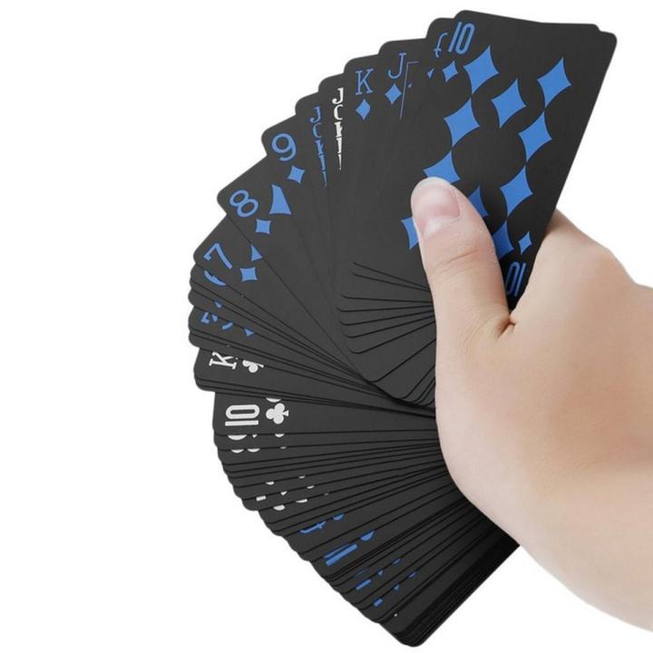 【Happy baby toy store】54pcs/deck Waterproof PVC Plastic Cards Set Magic Tricks Tool Pure Color Black Magic Box-packed