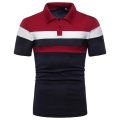 Fashion Short-sleeved Striped Color Matching Casual Men's Lapel Short-sleeved Shirt Trend Men's Social Shirt. 