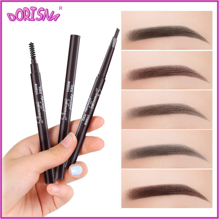 Double Ended Eyebrow Pencil Waterproof Long Lasting No Blooming Rotatable Triangle Tattoo Eyebrow Pen Makeup