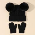 Simple Hat Mittens High Elasticity Solid Color Baby Girls Boys Kids Beanie Cap Gloves Kit Soft Hat Glove Set for Outdoor.