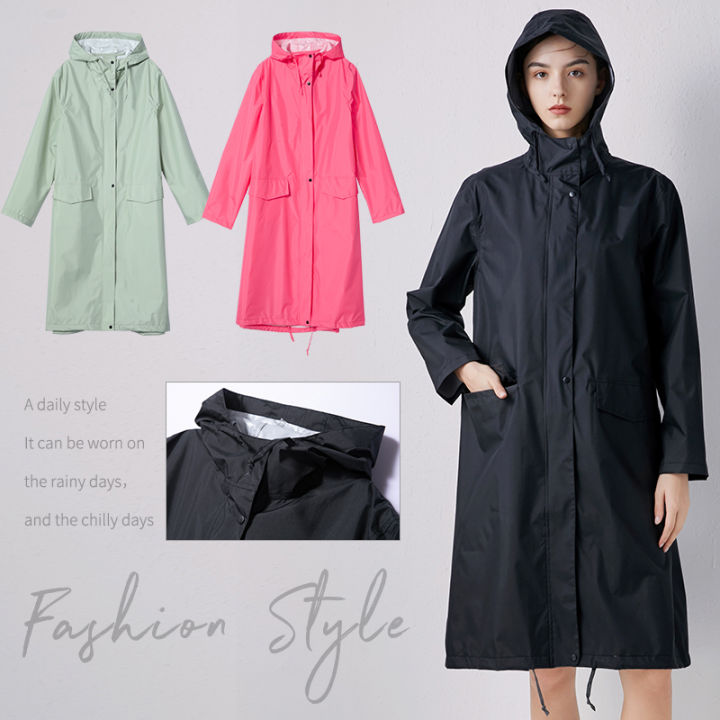 Women New Stylish Long Raincoat Waterproof Rain Jacket Rainwear Suit Thickened Waterproof Rain Poncho Coat
