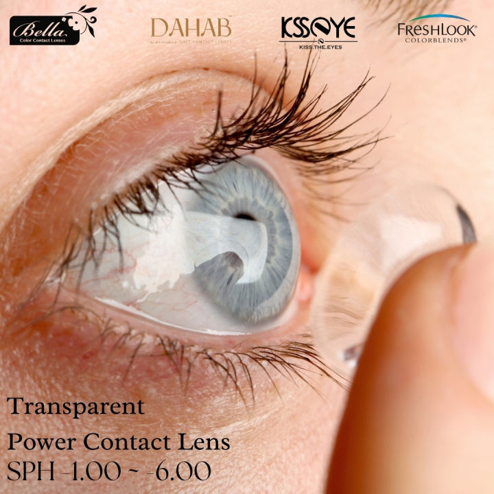 Transparent Power (Sph-1.00 ~ 6.00) Contact Lens with 120 ml Solution and Travel Kit Box(Mirror,Applicator & Twizzer).1pair Transparent Power Contact Lens For Clear Vision/Eye problem #transparent